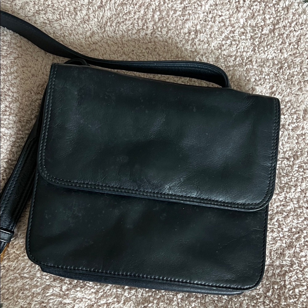 Talbots Navy Leather Crossbody Bag
